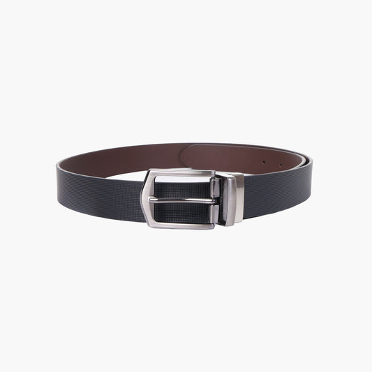 B08 Black textured reversible leather belt
