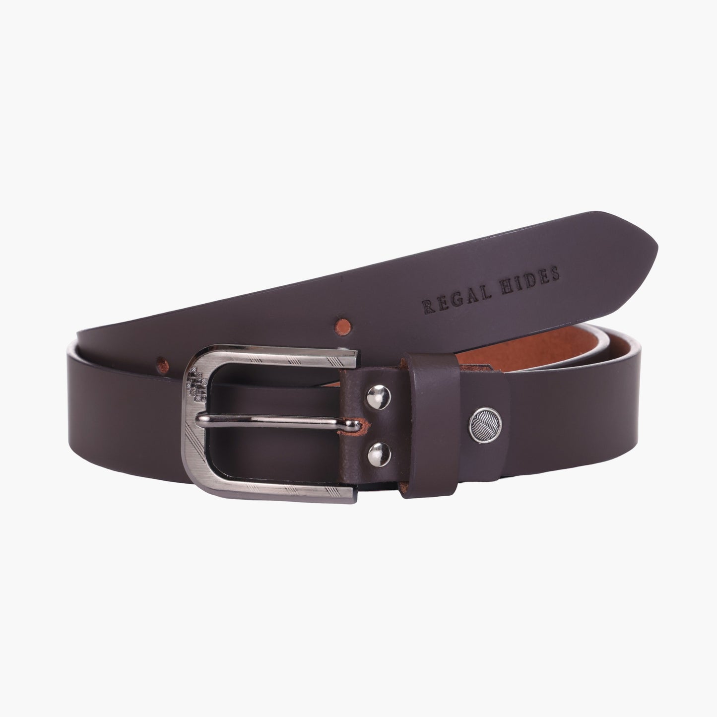 B01 Smooth brown leather belt