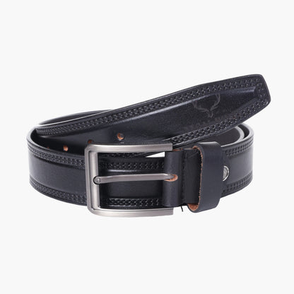 B11 Casual black leather belt