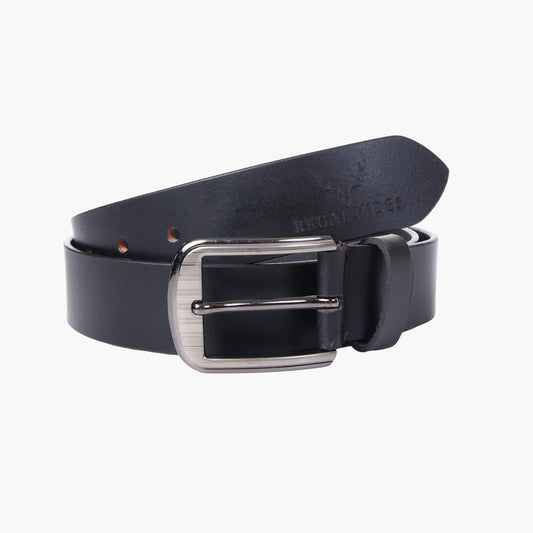 B01 Smooth black leather belt