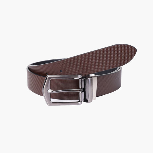 B08 Brown textured Reversible leather belt