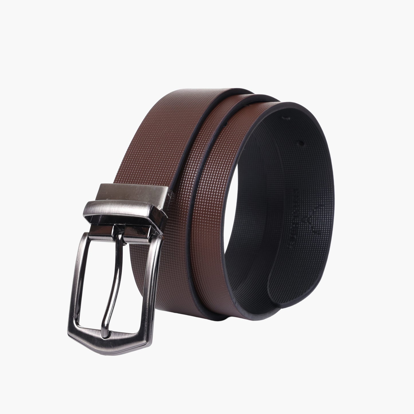 B08 Brown textured Reversible leather belt