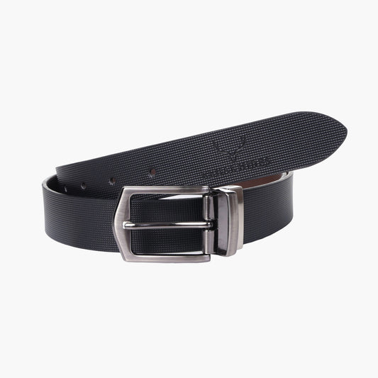 B08 Black textured reversible leather belt