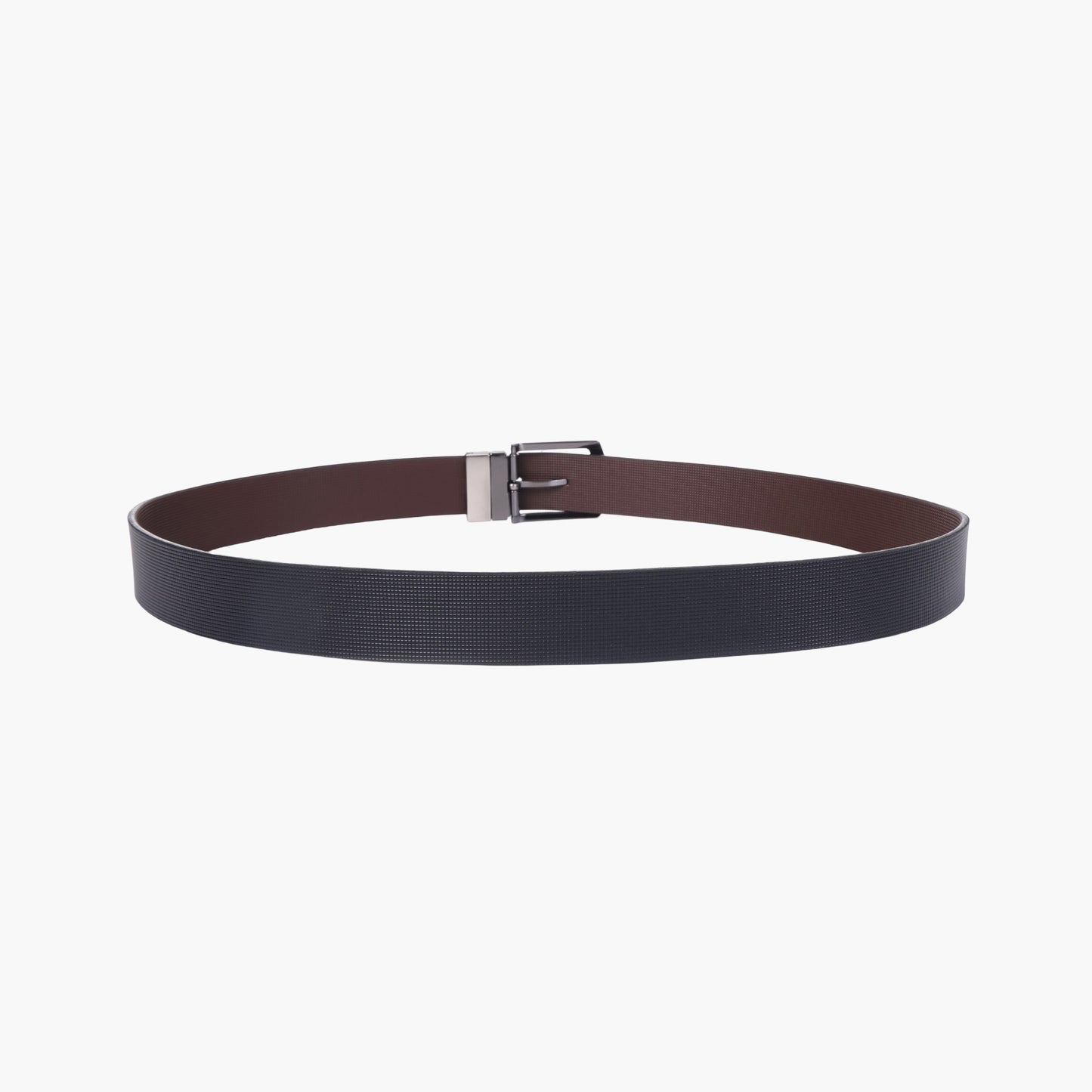 B08 Black textured reversible leather belt