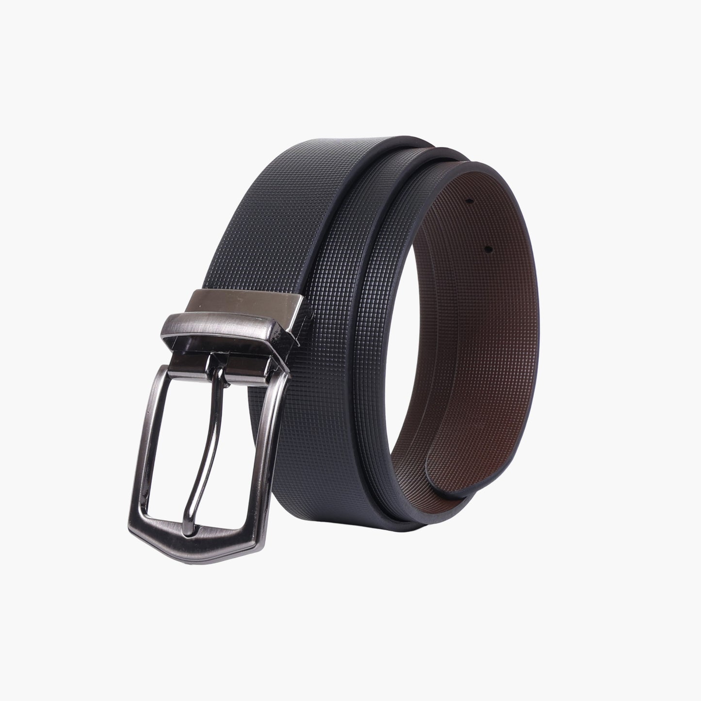 B08 Black textured reversible leather belt