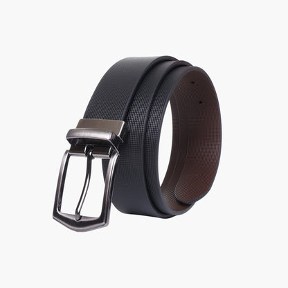 B08 Black textured reversible leather belt