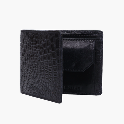 W02 Regal croco black bi-fold