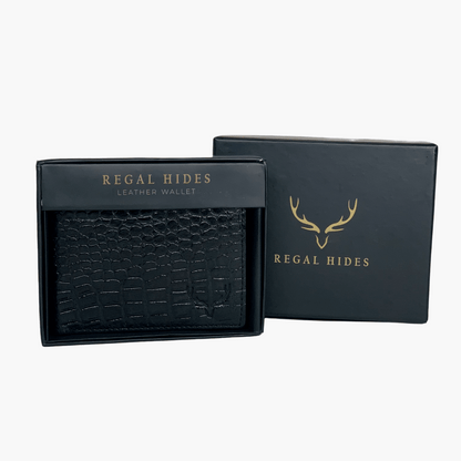 W02 Regal croco black bi-fold